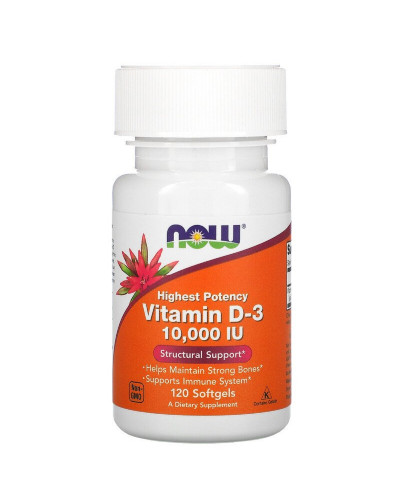 Вітамін D3 10000IU, Now Foods, 120 желатинових капсул