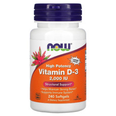 Витамин D-3 2000IU, Now Foods, 240 желатиновых капсул