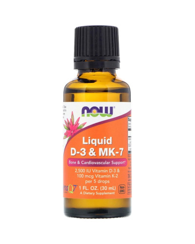 Рідкий Вітамін D3 і MK-7, Liquid D3 & MK-7, Now Foods, 30 мл (1 унція)