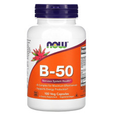 УЦЕНКА B-Комплекс 50, Now Foods, 100 вегетарианских капсул (мята банка)