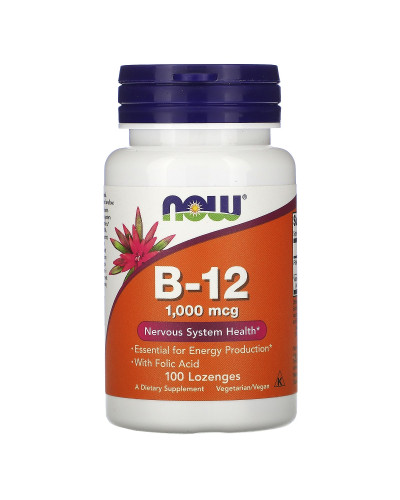 Вітамін B-12, Vitamin B-12, Now Foods, 1000. мкг, 100 льодяників