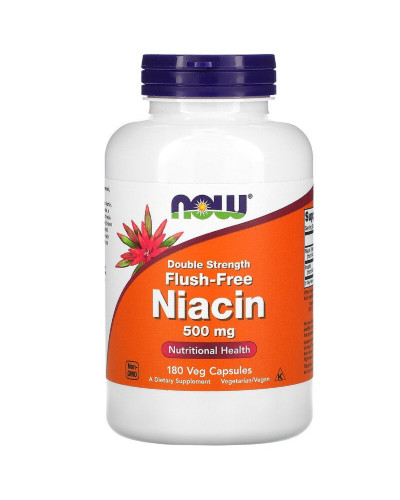 Ніацин (В3), No-Flush Niacin, Now Foods, 500 мг, 180 вегетаріанських капсул