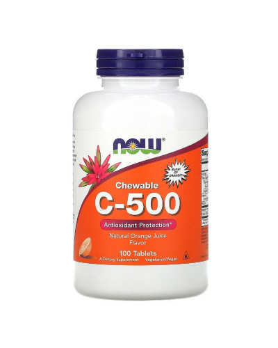Вітамін С, Смак Апельсинового Сока, Chewable C-500, Now Foods, 100 жувальних таблеток