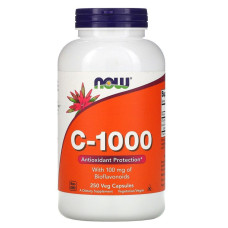 Витамин C-1000, с 100 мг биофлавоноидов, With 100 mg of Bioflavonoids, Now Foods, 250 вегетарианских капсул