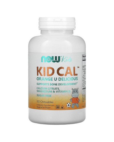 Кальций, Магний, Витамин D, Kid Cal Chewables, Now Food, 100 Жевательных Таблеток
