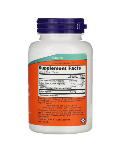 Калій плюс йод, Potassium Plus Iodine, Now Foods, 180 таблеток