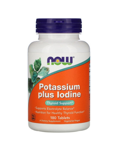 Калій плюс йод, Potassium Plus Iodine, Now Foods, 180 таблеток