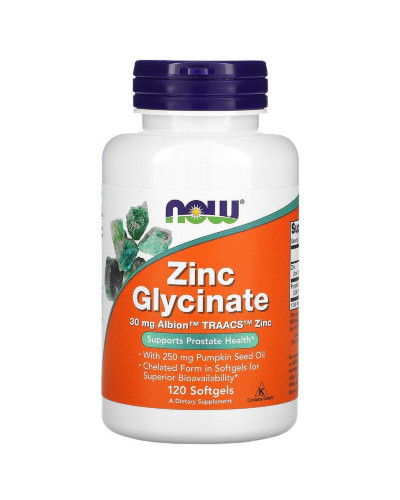 Гліцинат цинку, Zinc Glycinate, Now Foods, 120 гелевих капсул