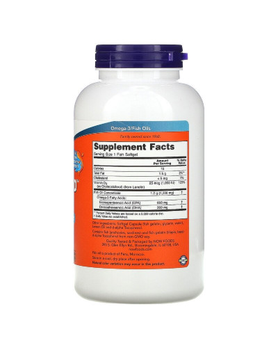 Ультра Омега 3 и Витамин D, Ultra Omega 3-D, Now Foods, 180 Гелевых Капсул