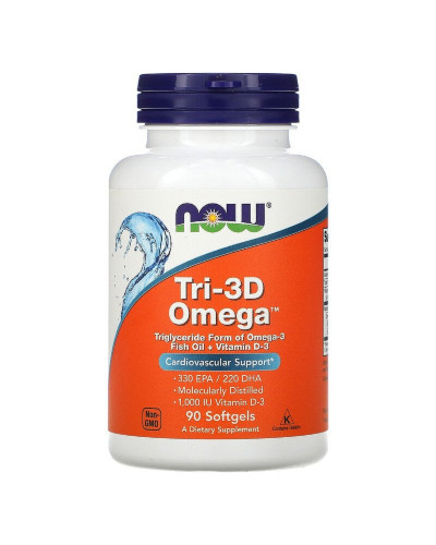 Риб'ячий жир + D3, Tri-3D Omega, Now Foods, 90 желатинових капсул