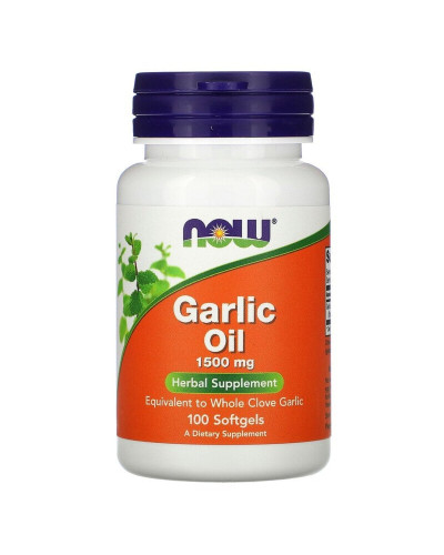 Чесночное масло, 1500 мг, Garlic Oil, Now Foods, 100 гелевых капсул