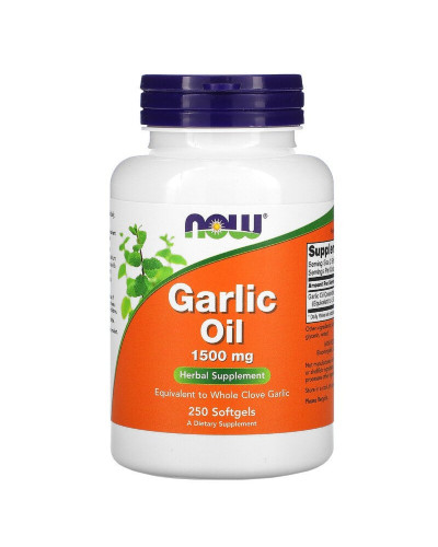 Часникове масло, 1500 мг, Garlic Oil, Now Foods, 250 гелевих капсул