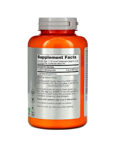 Креатин моногидрат, Creatine Monohydrate, Now Foods, порошок 227 гр