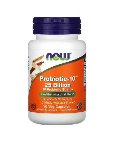 Пробіотики Для Травлення, Probiotic-10, 25 Billion, Now Foods, 50 вегетаріанських капсул