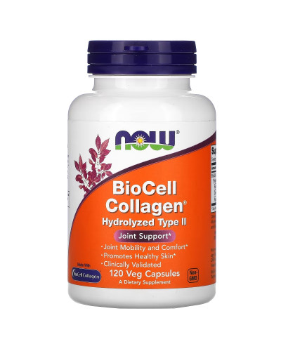 Колаген, гідролізований тип II, BioCell Collagen, Hydrolyzed Type II, Now Foods, 120 вегетаріанських капсул