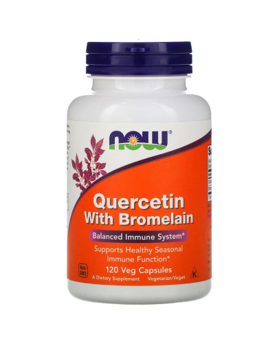 Кверцетин с Бромелайном, Quercetin with Bromelain, Now Foods, 120 вегетарианских капсул