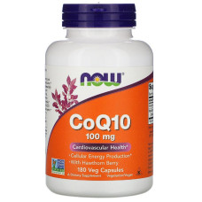 CoQ10 с ягодами боярышника, 100 мг, CoQ10 with Hawthorn Berry, Now Foods, 180 вегетарианских капсул
