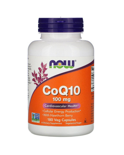 CoQ10 з ягодами боярышника, 100 мг, CoQ10 with Hawthorn Berry, Now Foods, 180 вегетаріанських капсул