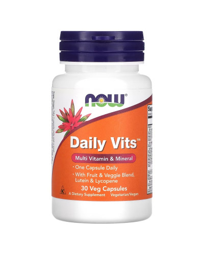 Комплекс витаминов и минералов, Daily Vits, Now Foods, 30 вегетарианских капсул