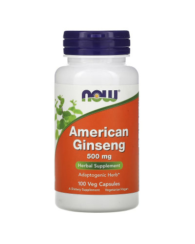 Женьшень Американський, 500 мг, American Ginseng, Now Foods, 100 вегетаріанських капсул