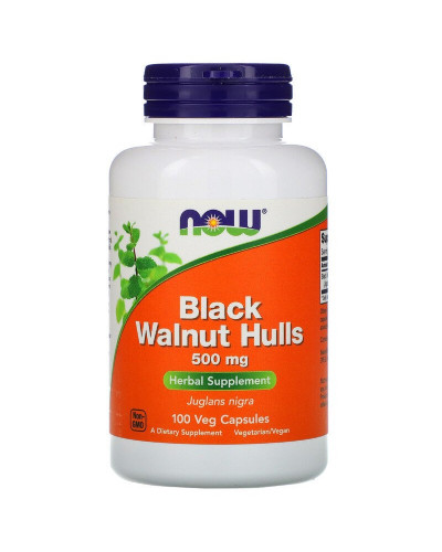 Черный Орех 500 мг, Black Walnut Hulls, Now Foods, 100 вегетарианских капсул