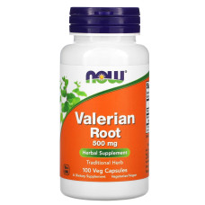 Корень валерианы, 500 мг, Valerian Root, Now Foods, 100 вегетарианских капсул