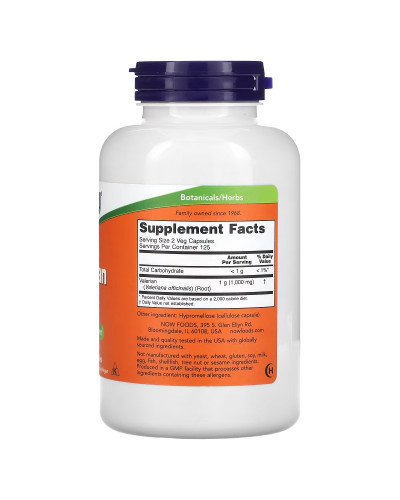 Корінь валеріані, 500 мг, Valerian Root, Now Foods, 250 вегетаріанських капсул