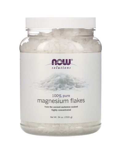Магнієві пластівці, 100% чистоти, Magnesium Flakes, Solutions, Now Foods, 1531 гр (3,37 фунта)