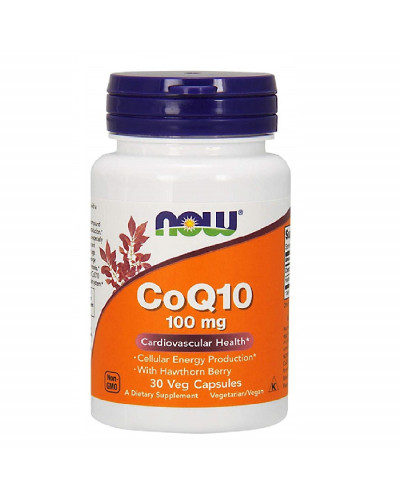 Коэнзим Q10 С Боярышником, CoQ10 with Hawthorn Berry, Now Foods, 100 мг, 30 Капсул