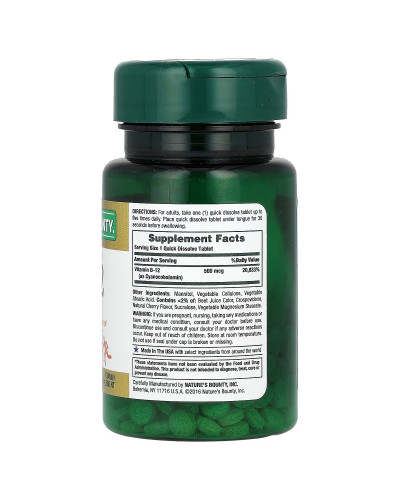 Вітамін B12, 500 мкг, Vitamin B12, Nature's Bounty, 100 таблеток