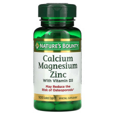 Кальций Магний Цинк с витамином D3, Calcium Magnesium Zinc with Vitamin D3, Nature's Bounty, 100 каплет