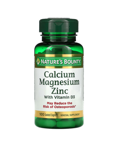 Кальцій Магній Цинк з вітаміном D3, Calcium Magnesium Zinc with Vitamin D3, Nature's Bounty, 100 каплет