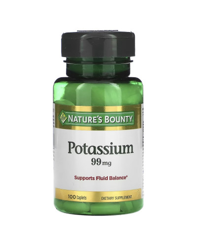 Калий, 99 мг, Potassium, Nature's Bounty, 100 каплет