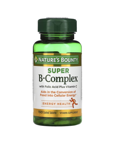 Комплекс вітамінів B з фолієвою кислотою та вітаміном С, Super B-Complex with Folic Acid Plus Vitamin C, Nature's Bounty,  150 таблеток