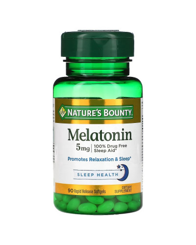 Мелатонин быстрого высвобождения, 5 мг, Melatonin, Nature's Bounty, 90 гелевых капсул