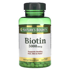 Биотин быстрого высвобождения, 5000 мкг, Biotin, Nature's Bounty, 150 гелевых капсул