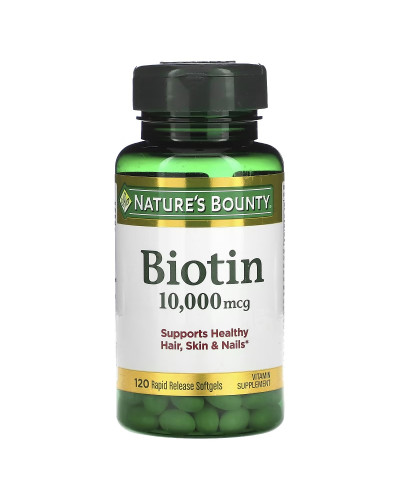 Біотин швидкого вивільнення, 10000 мкг, Biotin, Nature's Bounty, 120 гелевих капсул