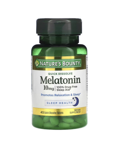 Мелатонін швидко розчинний, 10 мг, смак вишні, Melatonin, Nature's Bounty, 45 таблеток