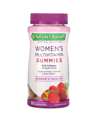 Мультивітаміни для жінок, зі смаком малини, Women's Multivitamin Gummies, Nature's Bounty, 80 жувальних цукерок