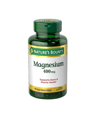 Магний, 400 мг, Magnesium, Nature's Bounty, 75 гелевых капсул