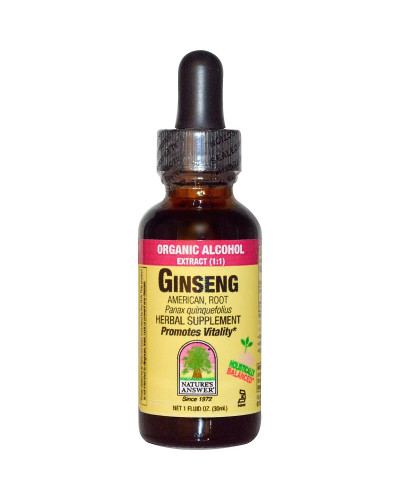 Американский Женьшень, экстракт органического спирта (1:1), Ginseng, American, Root, Organic Alcohol Extract, Nature's Answer, 30 мл