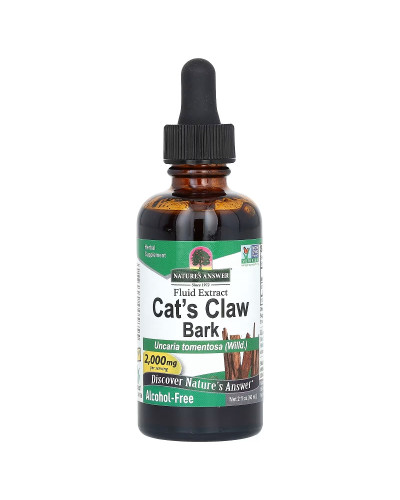 Кошачий коготь, экстракт коры без спирта, 2000 мг, Cat's Claw Bark, Alcohol-Free, Nature's Answer, 60 мл