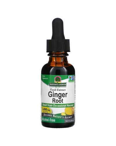 Имбирь, 1000 мг, экстракт корня без спирта, Ginger Root, Fluid Extract, Alcohol-Free, Nature's Answer, 30 мл