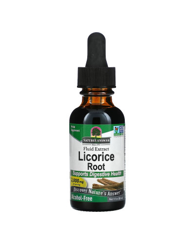 Корень солодки (Лакрицы), экстракт без спирта, 2000 мг, Licorice Root, Fluid Extract, Alcohol-Free, Nature's Answer, 30 мл