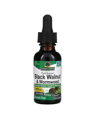 Черный орех и полынь в каплях, без спирта, 2000 мг, Black Walnut&Wormwood, Nature's Answer, 30 мл
