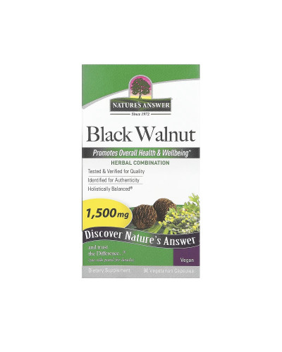 Черный орех, 1500 мг, Black Walnut, Nature's Answer, 90 вегетарианских капсул