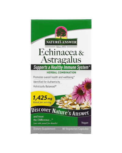 Эхинацея и астрагал, Echinacea & Astragalus, Nature's Answer, 90 вегетарианских капсул