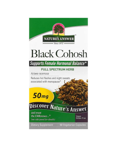 Клопогон, 50 мг, Black Cohosh, Full Spectrum Herb, Nature's Answer, 90 вегетарианских капсул