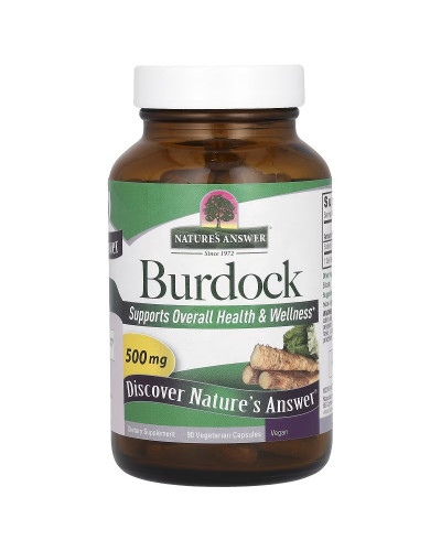 Лопух, 500 мг, Burdock, Nature's Answer, 90 вегетарианских капсул