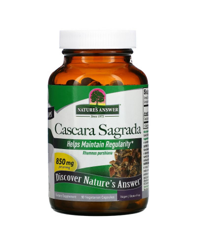 Каскара Саграда, 850 мг, Cascara Sagrada, Nature's Answer, 90 вегетарианских капсул